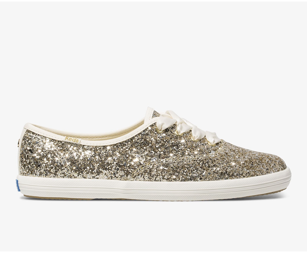 Keds Womens Sneakers Gold - Kate Spade new york Champion Glitter - 964FXHKDW